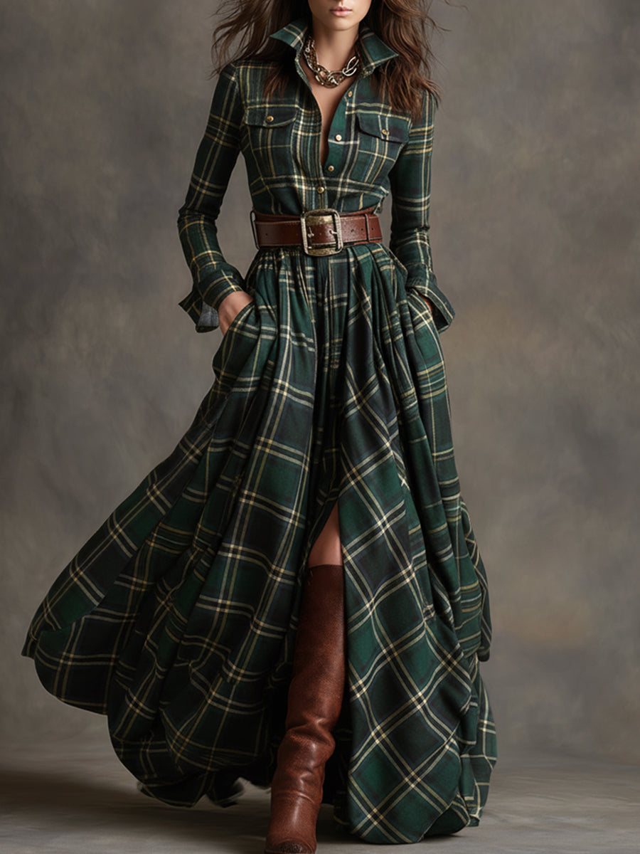 Classic Belted Button-Up Shirt Dress