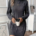 Women's Sweater Dress | Turtleneck Cable Knit Long Sleeve