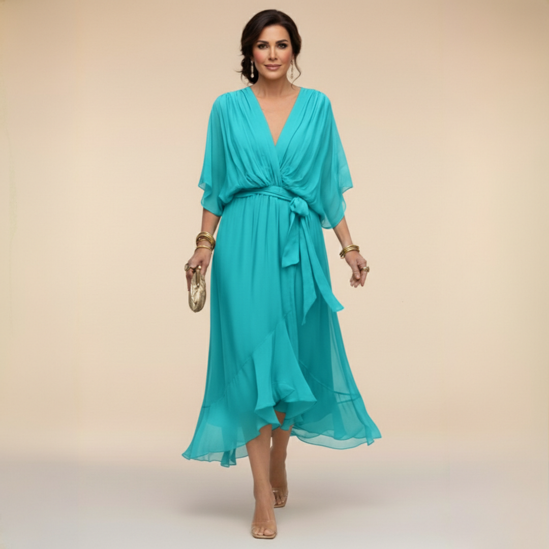 Stylish Chiffon V-Neck Dress