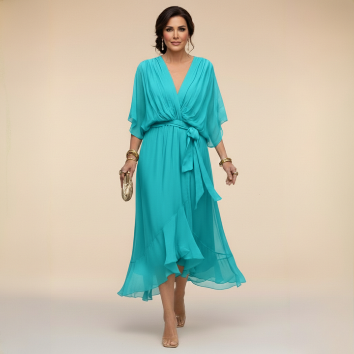 Stylish Chiffon V-Neck Dress