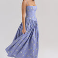 Floral Corset Midi Dress for Summer Garden Parties