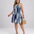 Women's Halter Neck Swing Dress – Tropical Mini Dress with Floral Print | Beach Dress