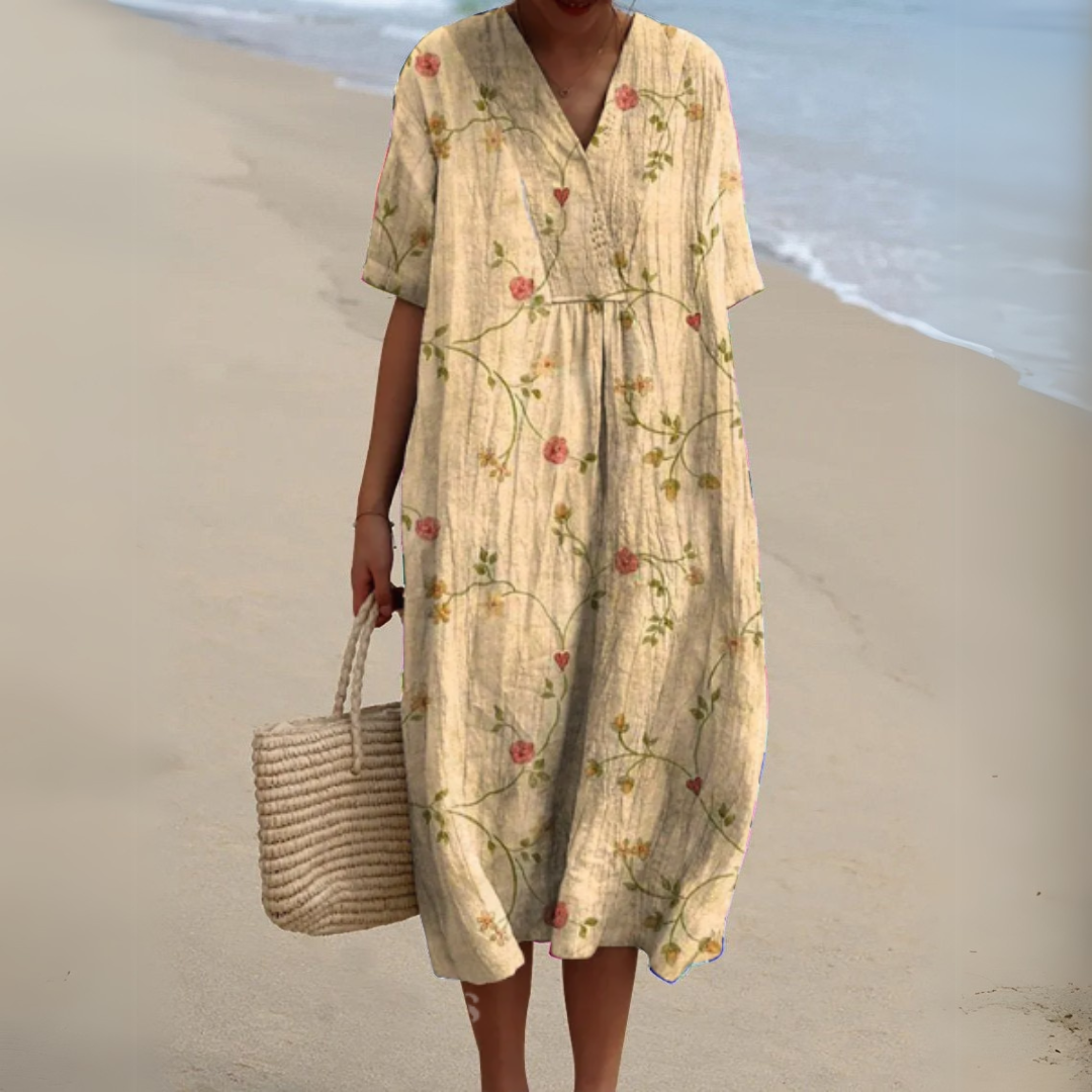 Elegant Floral V-Neck Dress