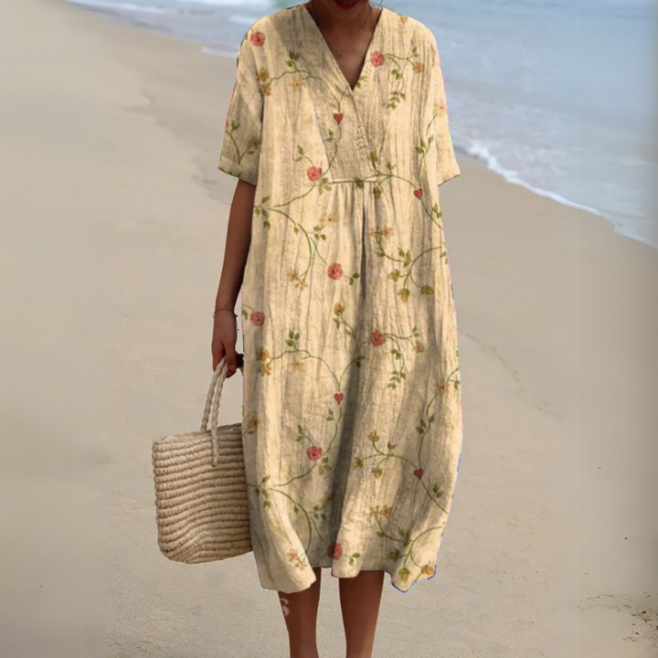 Elegant Floral V-Neck Dress