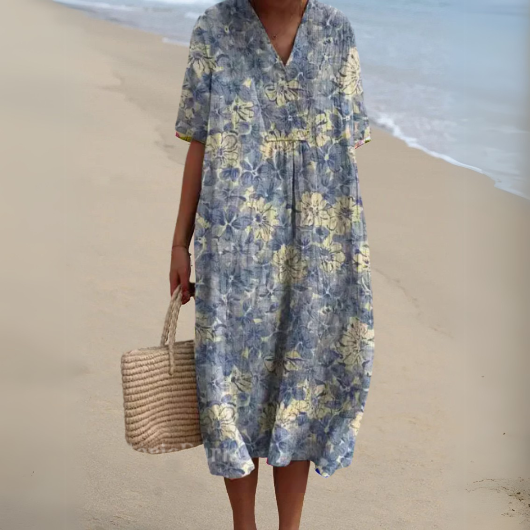 Elegant Floral V-Neck Dress
