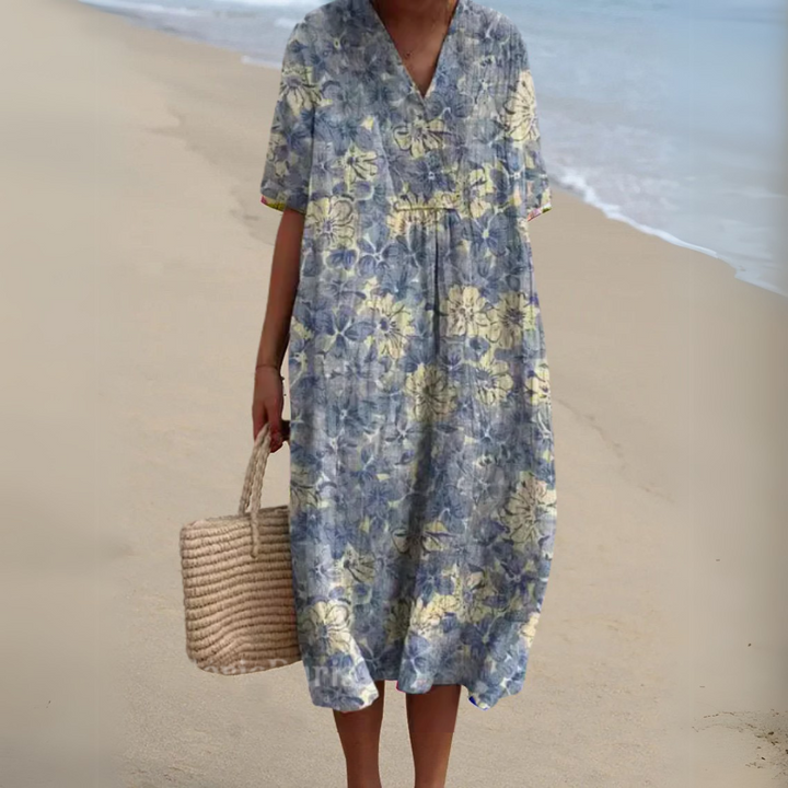 Elegant Floral V-Neck Dress