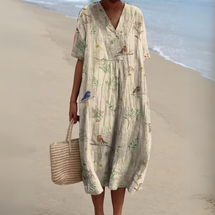 Elegant Floral V-Neck Dress