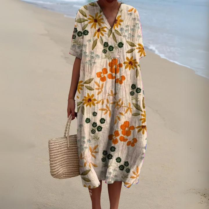 Elegant Floral V-Neck Dress