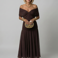 Off Shoulder Flow Midi Dress