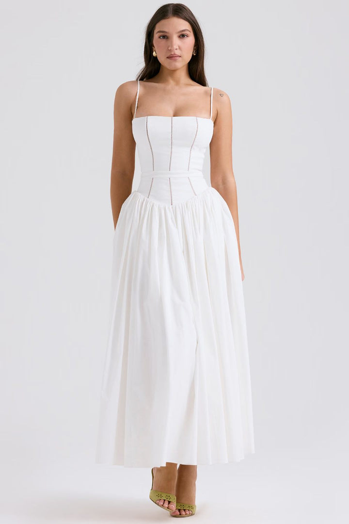 Floral Corset Midi Dress for Summer Garden Parties