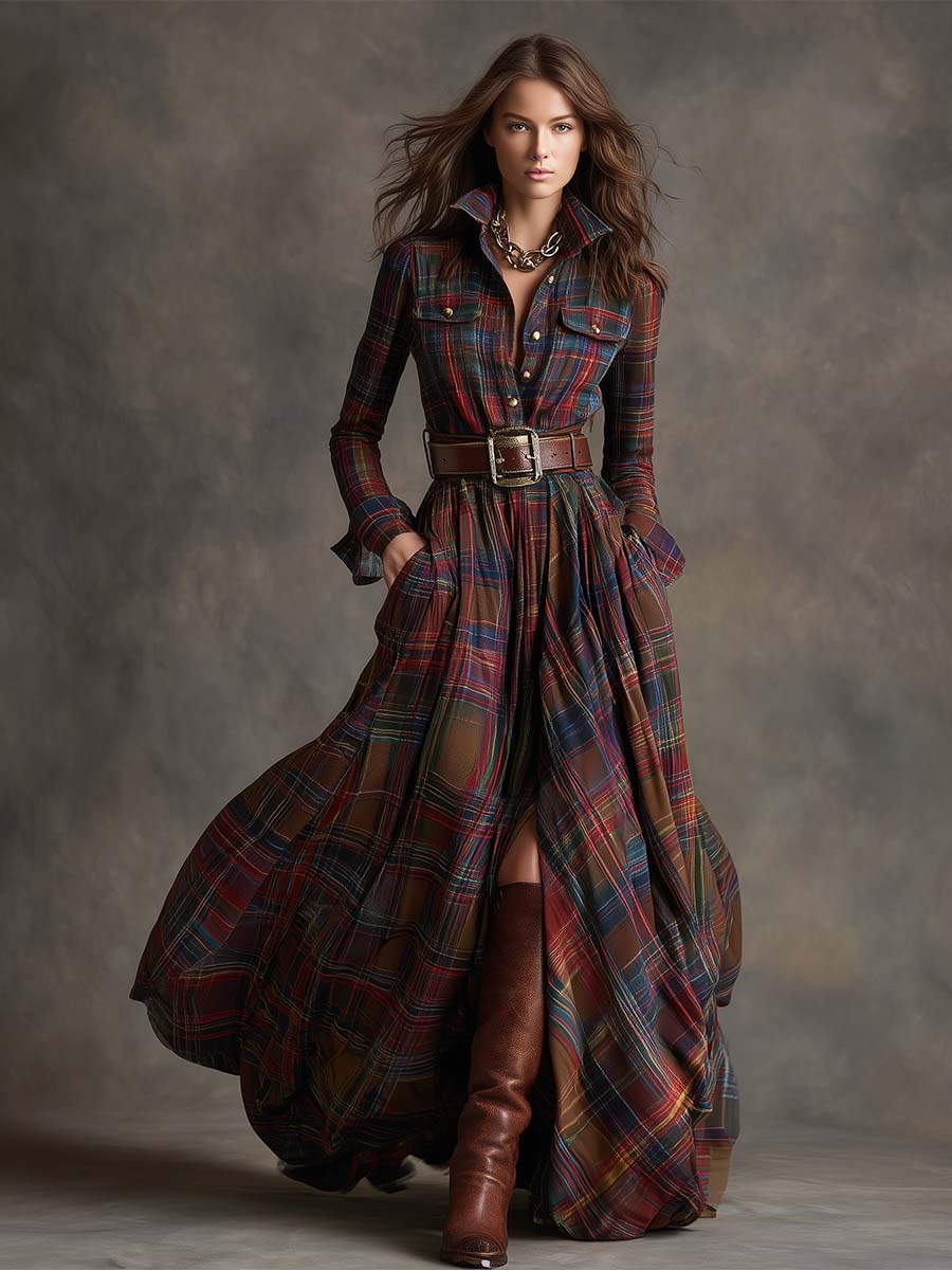 Classic Belted Button-Up Shirt Dress