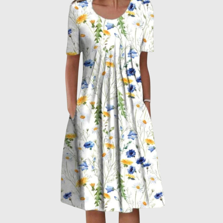 Elegant Round Neck Printed Dress