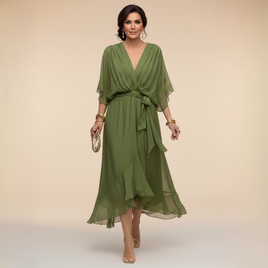 Stylish Chiffon V-Neck Dress