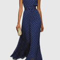 Polka Dot Halter Neck Keyhole Maxi Dresses