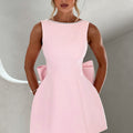 Formal Wedding Guest A-Line Mini Dress with Pearl Trim for Women