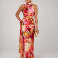 Halter Neck Floral Print Maxi Dress
