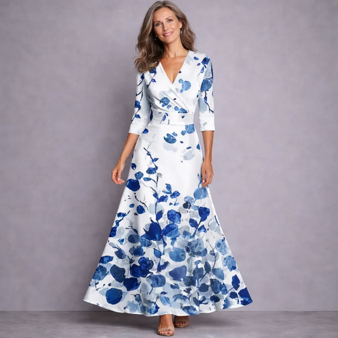 Elegant Mid Sleeve Maxi Dress