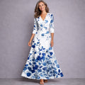 Elegant Mid Sleeve Maxi Dress