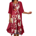 Watercolour Floral Midi Dress Chiffon Jacket Two Piece Set