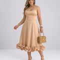Ladies Elegant A-Line Dress – Spaghetti Strap Midi Dress with Ruffle Skirt | Party & Wedding