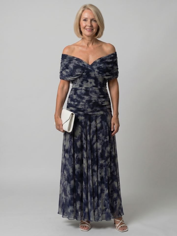 Off Shoulder Flow Midi Dress