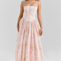 Floral Corset Midi Dress for Summer Garden Parties
