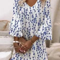 A-Line Summer Mini Dress with V-Neck and Flare Sleeves for Women