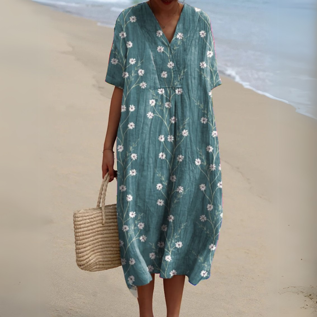 Elegant Floral V-Neck Dress