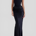 Formal Wedding Guest Strapless Draped Maxi Dress for Women