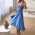 Wedding Guest Square Neck Midi Dress for Women