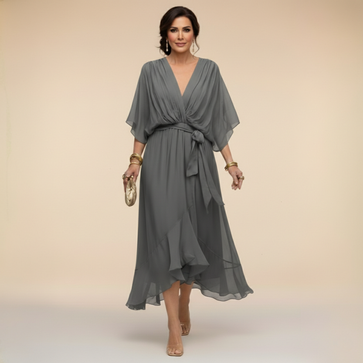 Stylish Chiffon V-Neck Dress