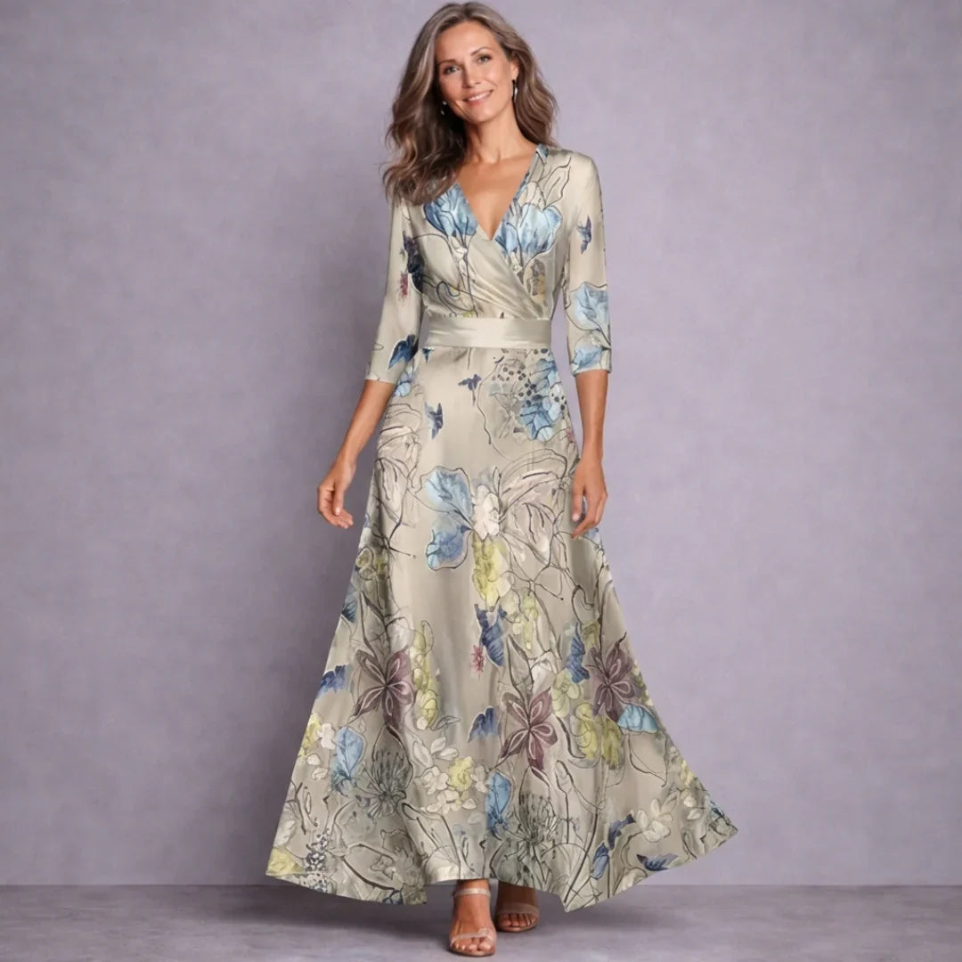Elegant Mid Sleeve Maxi Dress