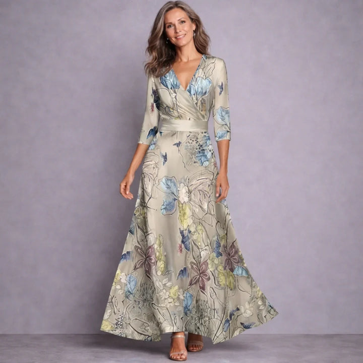 Elegant Mid Sleeve Maxi Dress