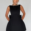 Formal Wedding Guest A-Line Mini Dress with Pearl Trim for Women