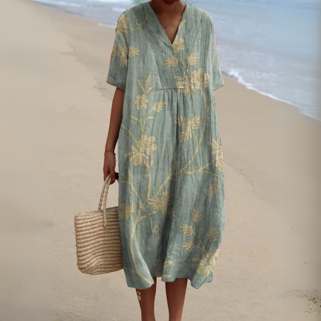 Elegant Floral V-Neck Dress