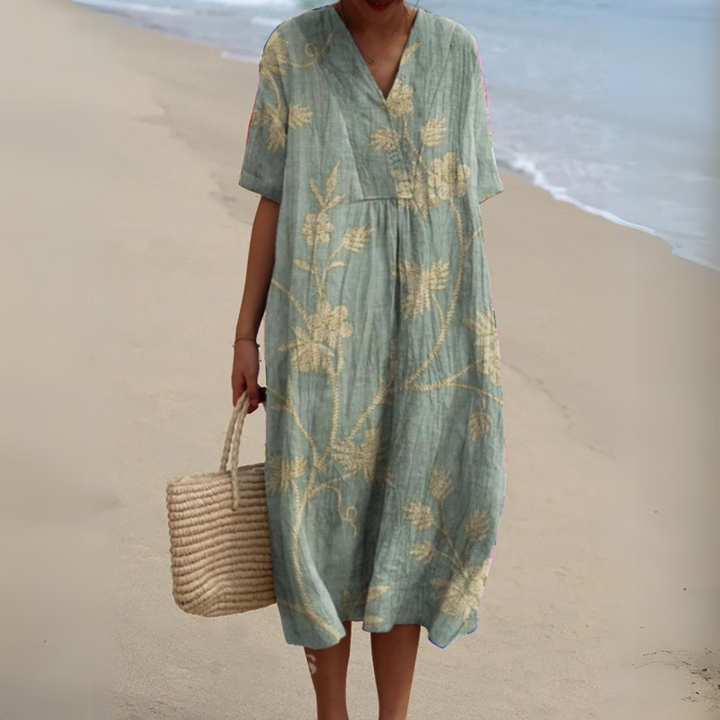 Elegant Floral V-Neck Dress