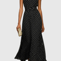 Polka Dot Halter Neck Keyhole Maxi Dresses