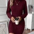Women's Sweater Dress | Turtleneck Cable Knit Long Sleeve