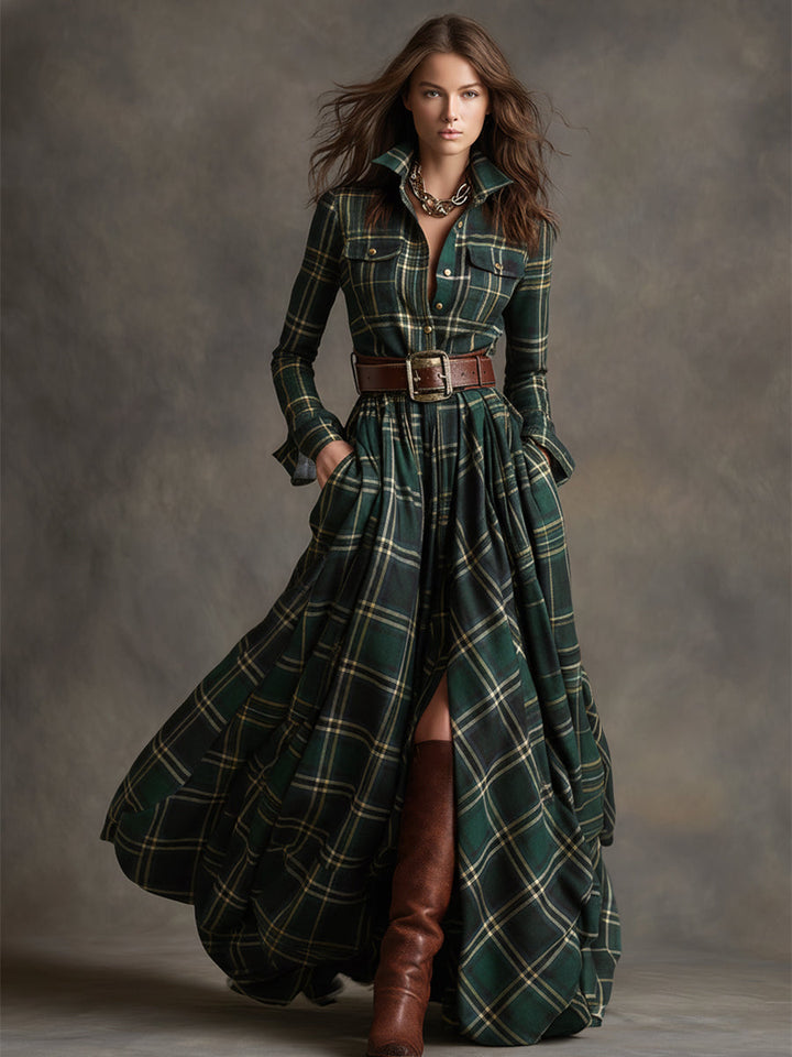 Classic Belted Button-Up Shirt Dress
