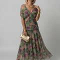 Off Shoulder Flow Midi Dress