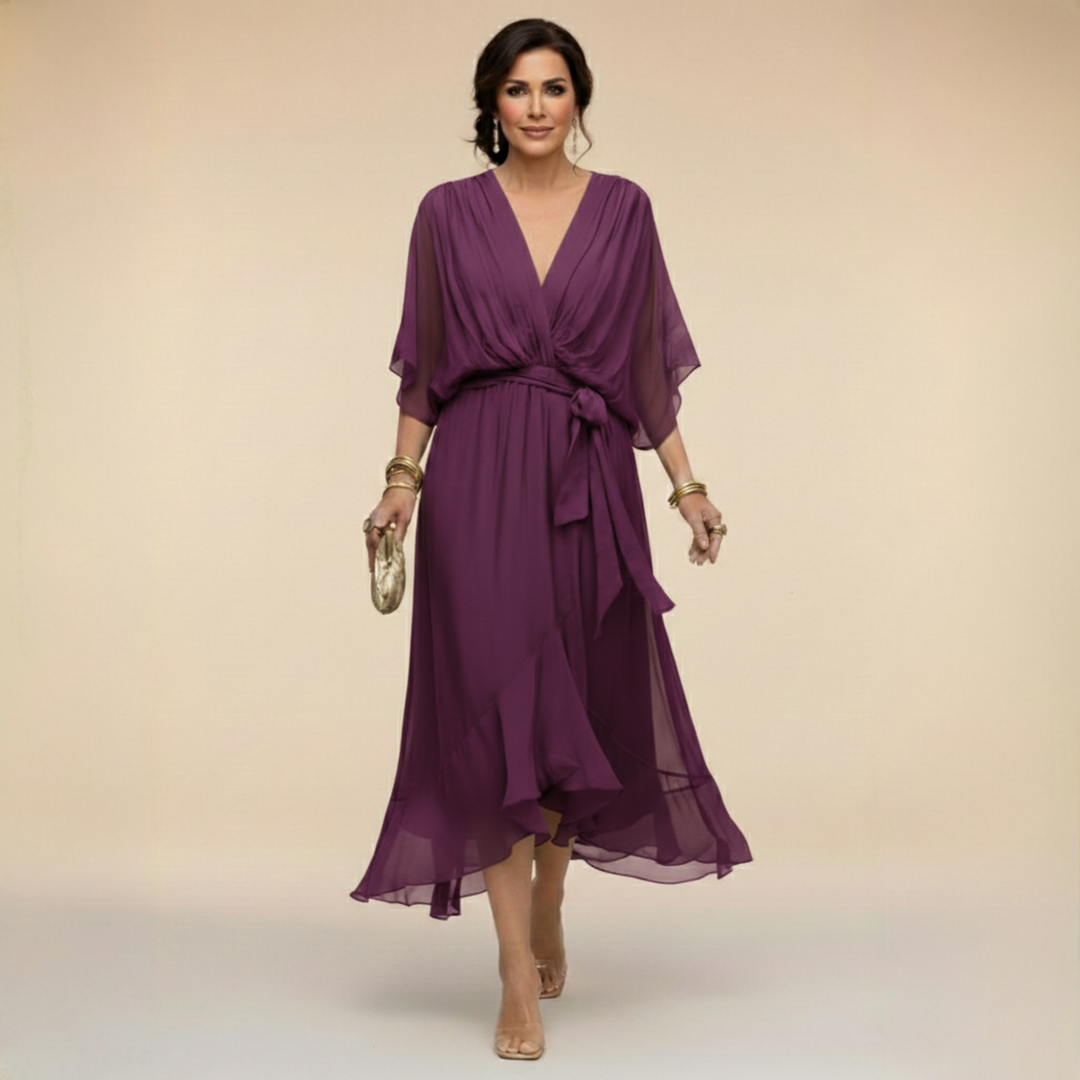 Stylish Chiffon V-Neck Dress