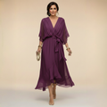 Stylish Chiffon V-Neck Dress