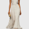 Polka Dot Halter Neck Keyhole Maxi Dresses