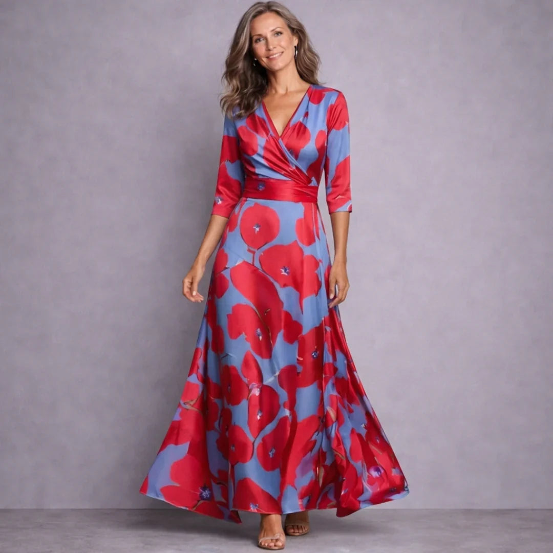 Elegant Mid Sleeve Maxi Dress
