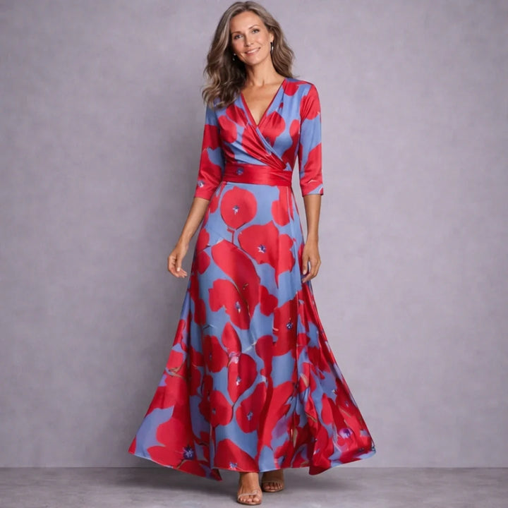 Elegant Mid Sleeve Maxi Dress