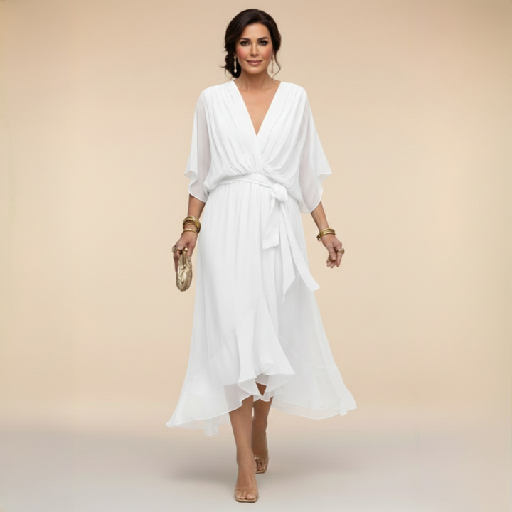 Stylish Chiffon V-Neck Dress