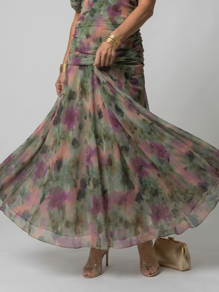 Off Shoulder Flow Midi Dress