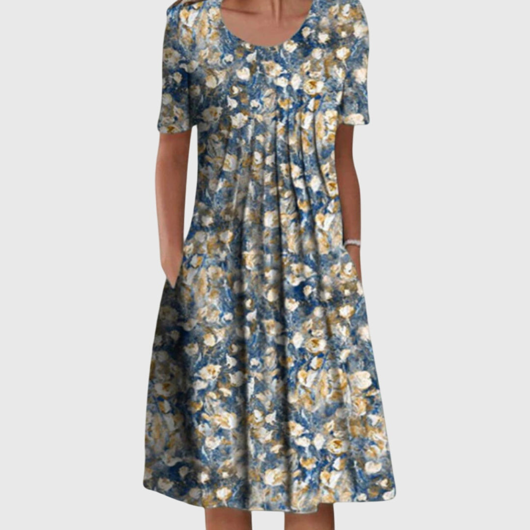 Elegant Round Neck Printed Dress