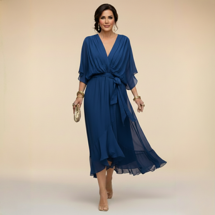 Stylish Chiffon V-Neck Dress