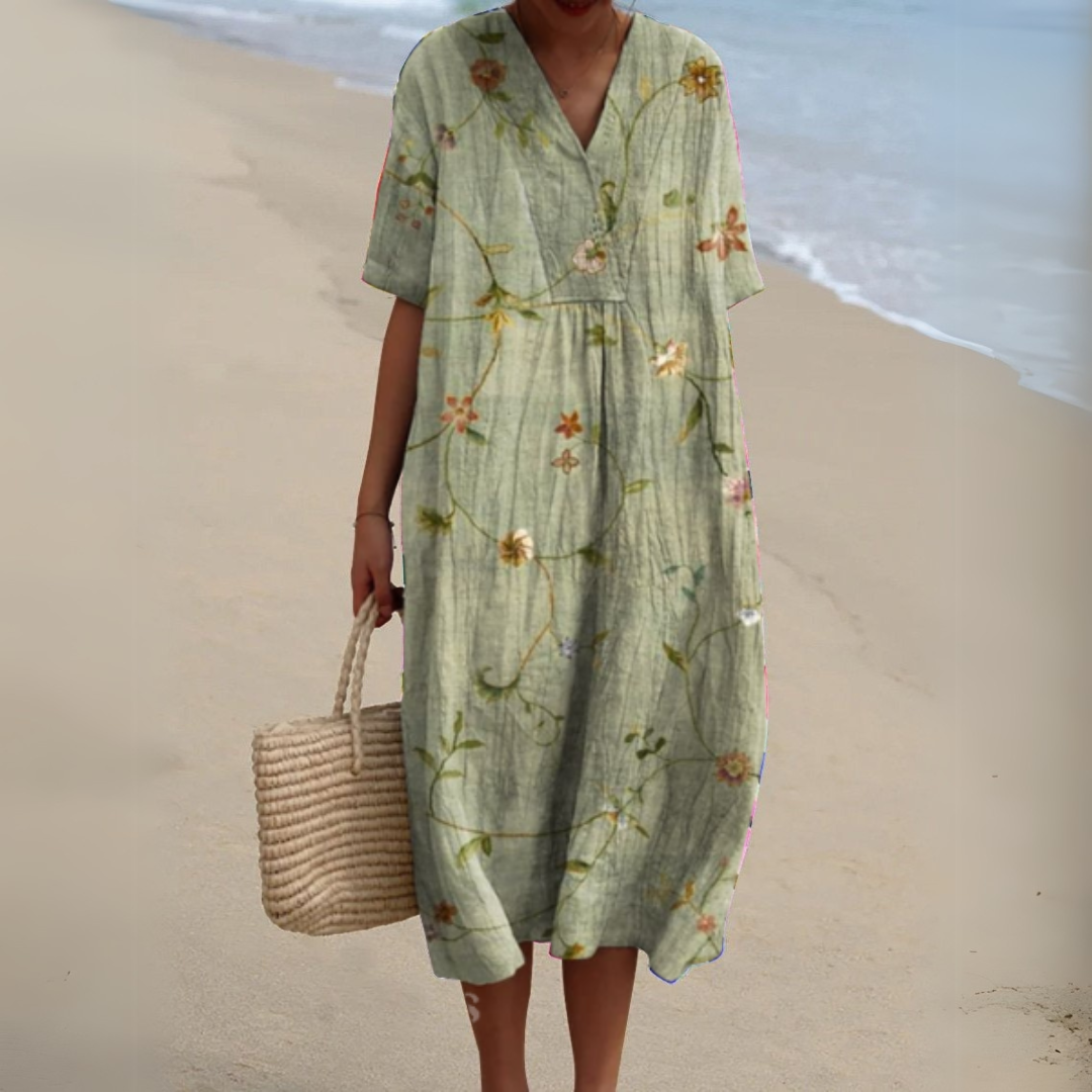 Elegant Floral V-Neck Dress